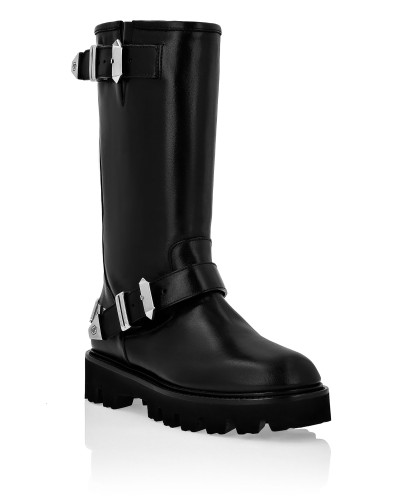 Leather Boots Mid Flat Istitutional