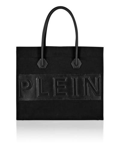 Canvas Tote Bag Leather Insert Philipp Plein TM