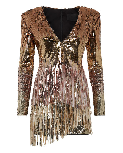 Short Dress Fringe Degradé Paillettes