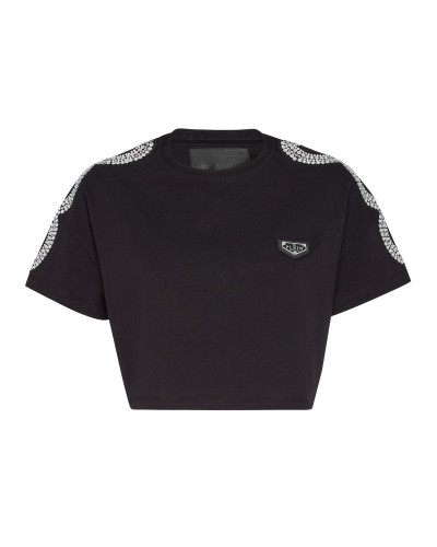 T-shirt Crop Round Neck SS Crystal Cable