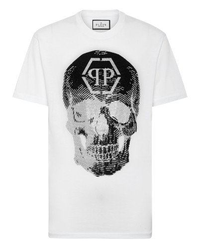 T-shirt Round Neck SS Skull with Crystals