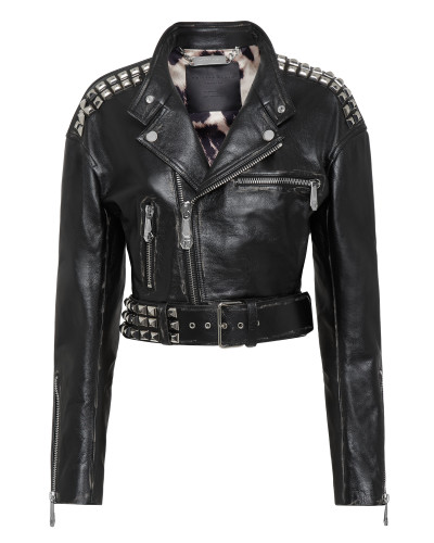 Crop Leather Jacket Studs