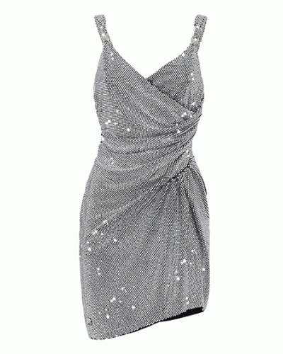 Drapped Mini Dress with Crystals