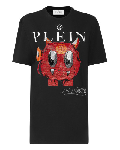 T-shirt Round Neck SS Man Fit Monsters with Crystals