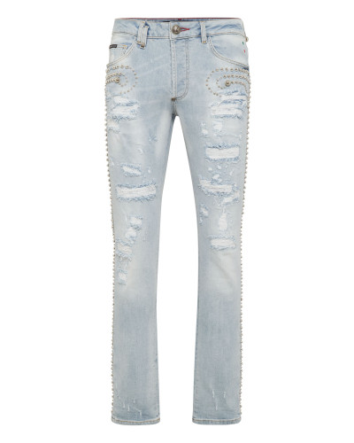 Denim Trousers Super Straight Cut Fit Studs