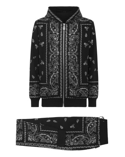 Jogging Tracksuit: Hoodie Sweatjacket/Trousers Paisley Bandana