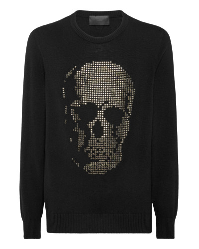 Cashmere Pullover Round Neck LS Skull strass