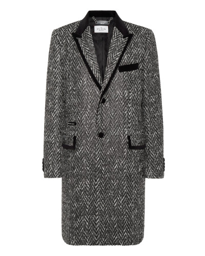 Chevron Long Coat Skull&Bones