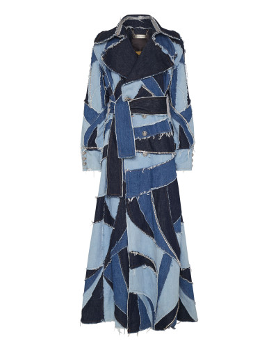 Denim Trench Patchwork