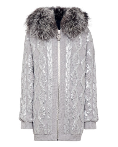 Wool & Foil Lurex Zip Cardigan