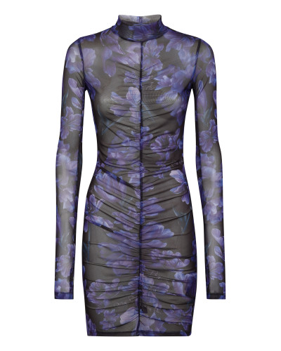 Long-sleeve Mini Dress Flowers