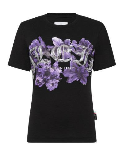 Padded Shoulder T-shirt Sexy Pure Fit Flowers