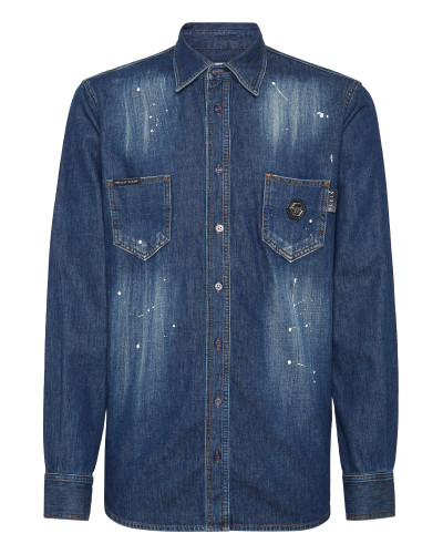 Denim Shirt Long-Sleeve Skull&Bones