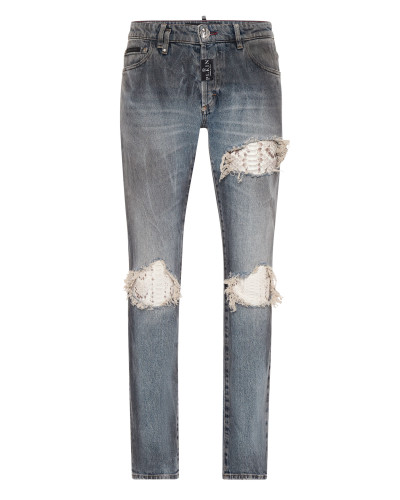 Super Straight Cut Trousers With Python Inserts