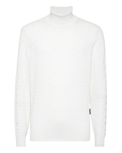 Wool Silk Turtle Neck Long-Sleeve Monogram