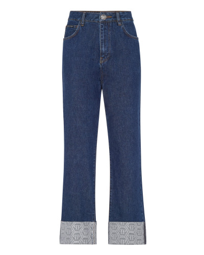 Denim Trousers Loose Fit Cufffed Monogram