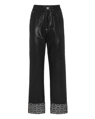 Denim Trousers Loose Fit Cufffed Monogram