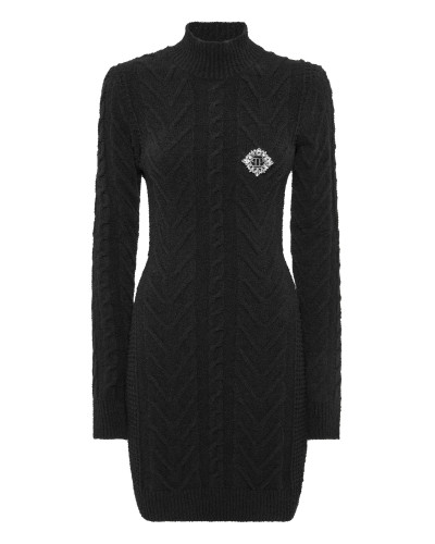 Knitted Mini Dress With Broches