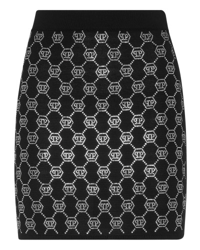 Knitted Strass Mini Skirt Monogram