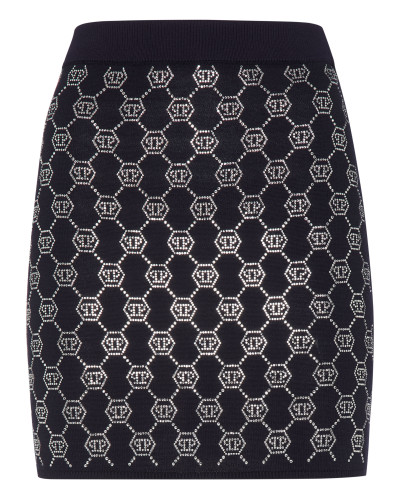 Knitted Strass Mini Skirt Monogram