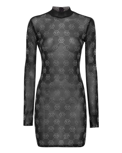 Tulle Midi Dress Strass Monogram