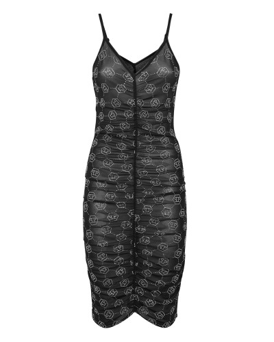 Tulle Midi Dress Strass Monogram