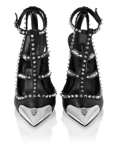 Nappa Leather Sandals High Heels Studs