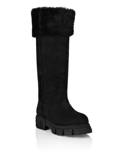 Shearling Boots Flat High Gothic Plein