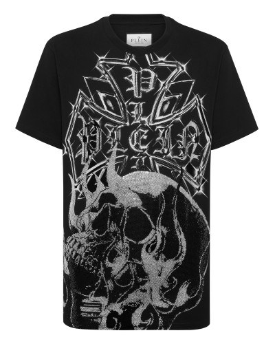 Round Neck T-Shirt Chrome Crest Skull