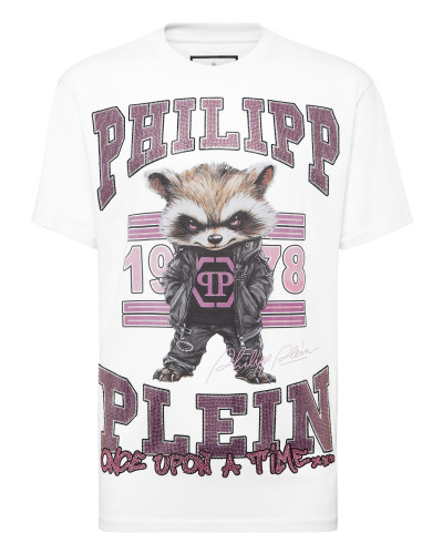Round Neck T-Shirt College Raccoon Stones