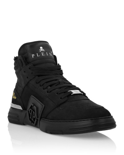 Suede & Shearling Mid Top Sneakers Phantom Kick$