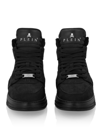 Suede & Shearling Mid Top Sneakers Phantom Kick$