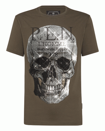 T-shirt Platinum Cut Round Neck Skull