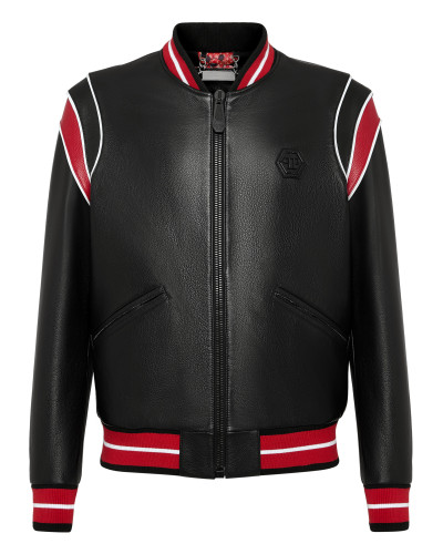 Leather Bomber crystal Teddy Bear