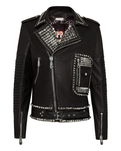 Leather Biker Mirror outline Skull