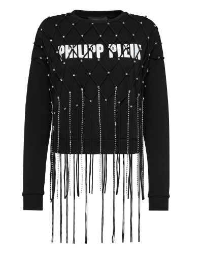 Sweatshirt LS Net Crystal Touch Fringe