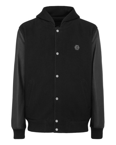 Bomber Jacket Leather Sleeves