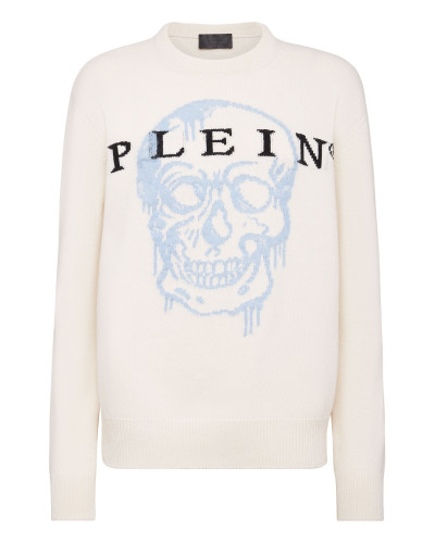 Pullover Round Neck LS Intarsia Skull