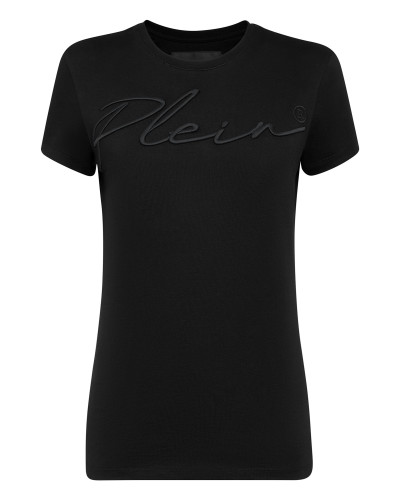 Satin T-shirt Round Neck SS Embroidery Signature