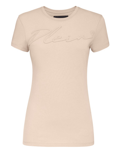 Satin T-shirt Round Neck SS Embroidery Signature