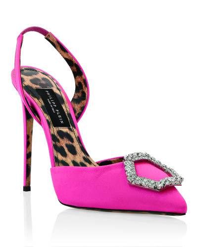 Satin Decollete slingback Hi-Heels Crystal Hexagon