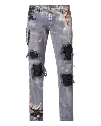 Denim Trousers Rock Star fit Painted