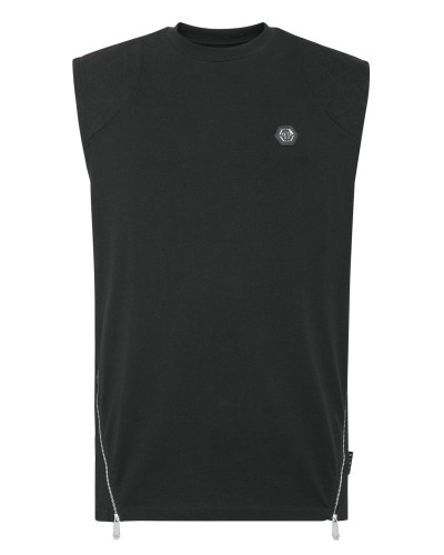 Sleeveless T-shirt Round Neck Hexagon