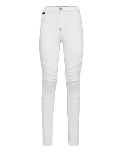 Denim Trousers High Waist Biker