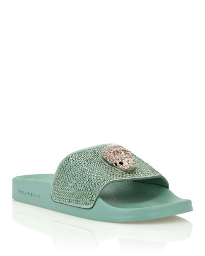 Sandals Flat Skull with Crystals