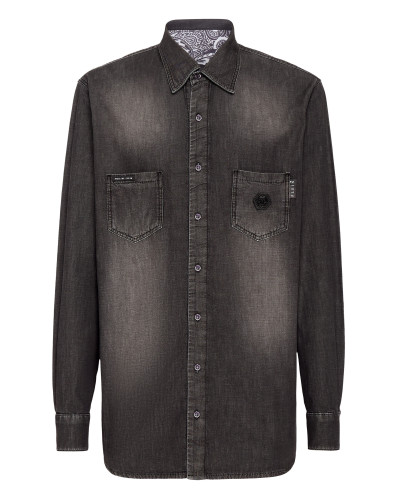Denim Shirt LS Paisley Strass