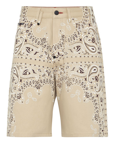 Denim Shorts Paisley Bandana