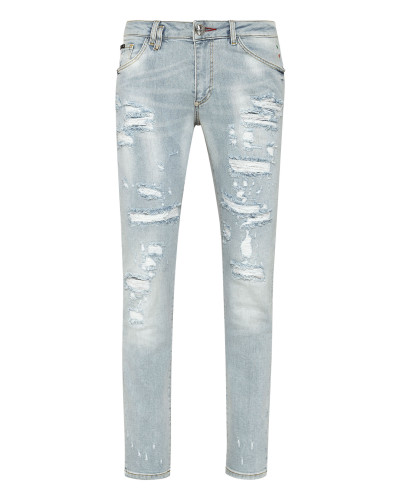 Denim Trousers Slim Fit Paisley