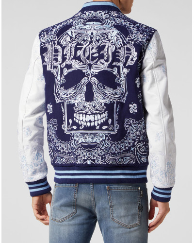 Wool and Leather Bomber Paisley Foulard