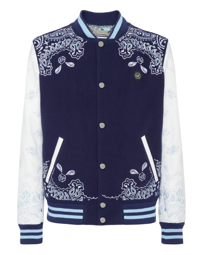 Wool and Leather Bomber Paisley Foulard
